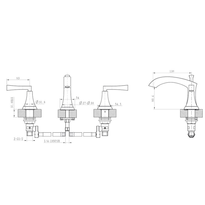 Burlington Crosswater Смеситель для раковины на 3 отверстия, излив 11h см, цвет: хром глянец R-14-08-PC