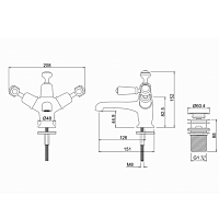 Burlington Kensington Смеситель для раковины на 1 отверстие, излив 4,5h см, цвет: хром/белый глянец KE6-QT