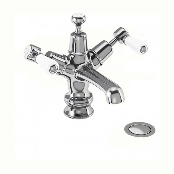 Burlington Kensington Смеситель для раковины на 1 отверстие, излив 4,5h см, цвет: хром/белый глянец KER6-QT