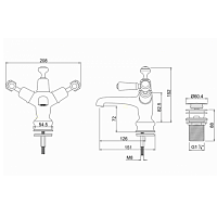 Burlington Kensington Смеситель для раковины на 1 отверстие, излив 4,5h см, цвет: хром/белый глянец KER6-QT