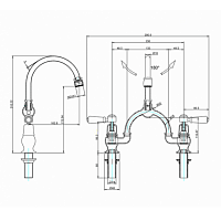 Burlington Kensington Смеситель для раковины на 2 отверстия, излив 21h см, цвет: хром/белый глянец KE28-QT