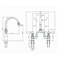 Burlington Kensington Смеситель для раковины на 2 отверстия, излив 20h см, цвет: хром/черный глянец KE27-QT BLA