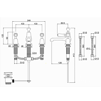 Burlington Kensington Смеситель для раковины на 3 отверстия, излив 2,2h см, цвет: хром/белый глянец KE12-QT