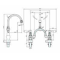Burlington Regent Смеситель для раковины на 2 отверстия, излив 21h см, цвет: хром/орех глянцевый KER28-QT WAL