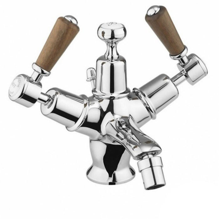 Burlington Regent Смеситель для раковины на 1 отверстие, излив 4,5h см, цвет: хром/орех глянец KER4-QT WAL