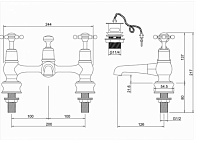 Burlington Regent Смеситель для раковины на 2 отв, излив 2,2h см, с пробкой, цвет: хром/белый глянец BIR10-QT