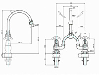 Burlington Regent Смеситель для раковины на 2 отверстия, излив 20h см, цвет: хром/белый глянец ANR27-QT