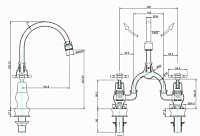 Burlington Regent Смеситель для раковины на 2 отверстия, излив 20h см, цвет: хром/белый глянец BIR27-QT