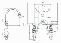 Burlington Regent Смеситель для раковины на 2 отверстия, излив 20h см, цвет: хром/белый глянец KER27-QT