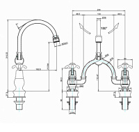 Burlington Regent Смеситель для раковины на 2 отверстия, излив 21h см, цвет: хром/белый глянец ANR28-QT