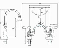 Burlington Regent Смеситель для раковины на 2 отверстия, излив 21h см, цвет: хром/белый глянец KER28-QT