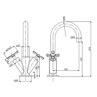 Burlington Riviera Смеситель для раковины на 1 отверстие, излив 17,2h см, цвет: золото глянцевое RIV8 GOLD