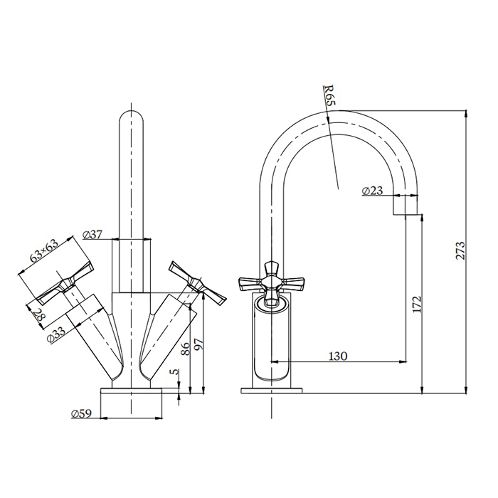 Burlington Riviera Смеситель для раковины на 1 отверстие, излив 17,2h см, цвет: хром глянец RIV8 CHR