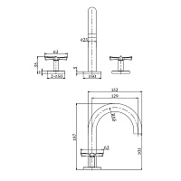 Burlington Riviera Смеситель для раковины на 3 отверстия, излив 4,5h см, цвет: хром глянцевый RIV6 CHR