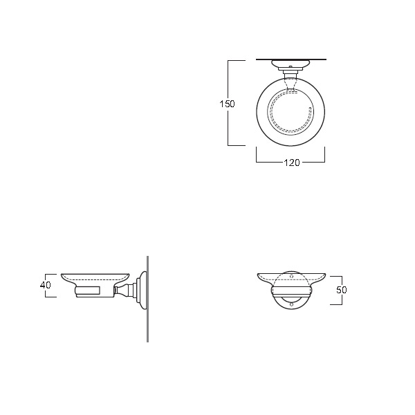 Simas Accessori Victoria Мыльница с керамической чашей, подвесная, цвет: хром глянцевый 260201cr