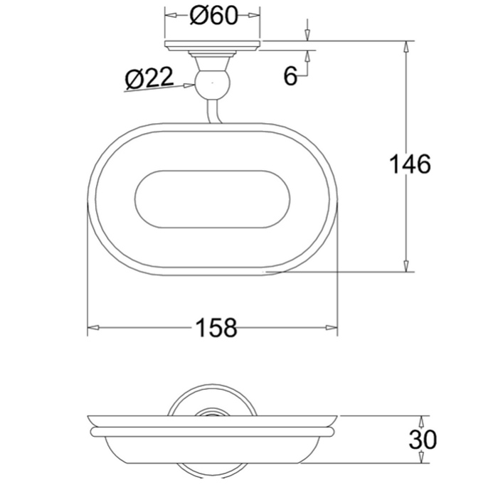 Burlington Arcade Мыльница с керамической чашей, подвесная, цвет: хром A1 CHR BLA