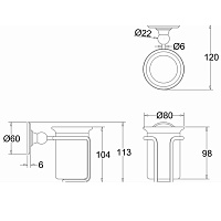 Burlington Arcade Подстаканник, одинарный из керамики, подвесной, цвет: хром A2 CHR BLA