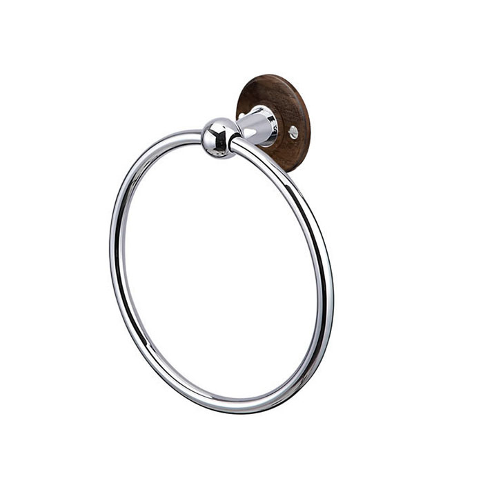 Burlington Black Полотенцедержатель круглый d17 см, подвесной, цвет: хром/орех глянцевый A3 WAL