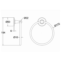 Burlington Black Полотенцедержатель круглый d17 см, подвесной, цвет: хром/орех глянцевый A3 WAL