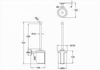 Burlington Classic Ершик для унитаза подвесной с керамической колбой, цвет: хром глянцевый A8 CHR