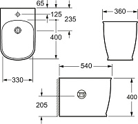 Belbagno Prado Биде напольное 53,5х23х38h, цвет:белый BB10150B