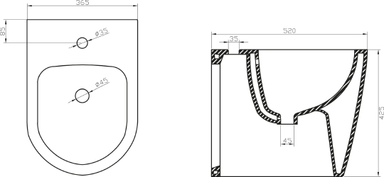 Belbagno Marino Биде напольное 52х25,5х42h, цвет:белый BB105B