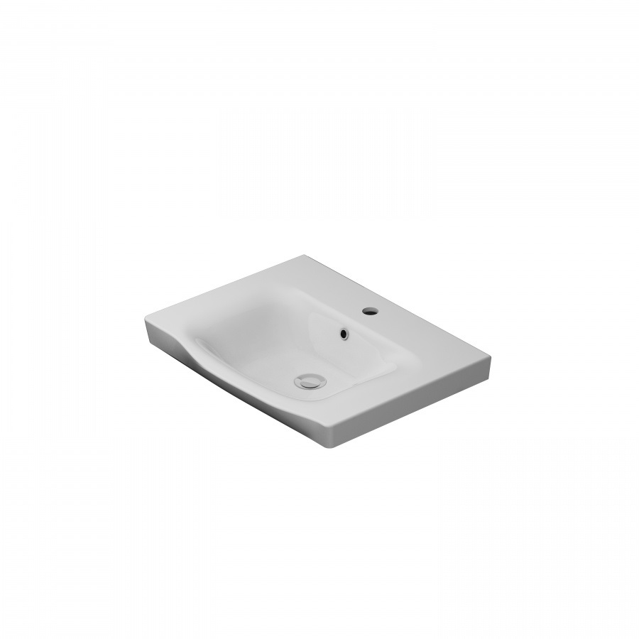 Am.Pm Like Раковина накладная 65х49 см, с переливом, 1 отв. под смеситель, цвет: белый глянцевый M80WCC0652WG