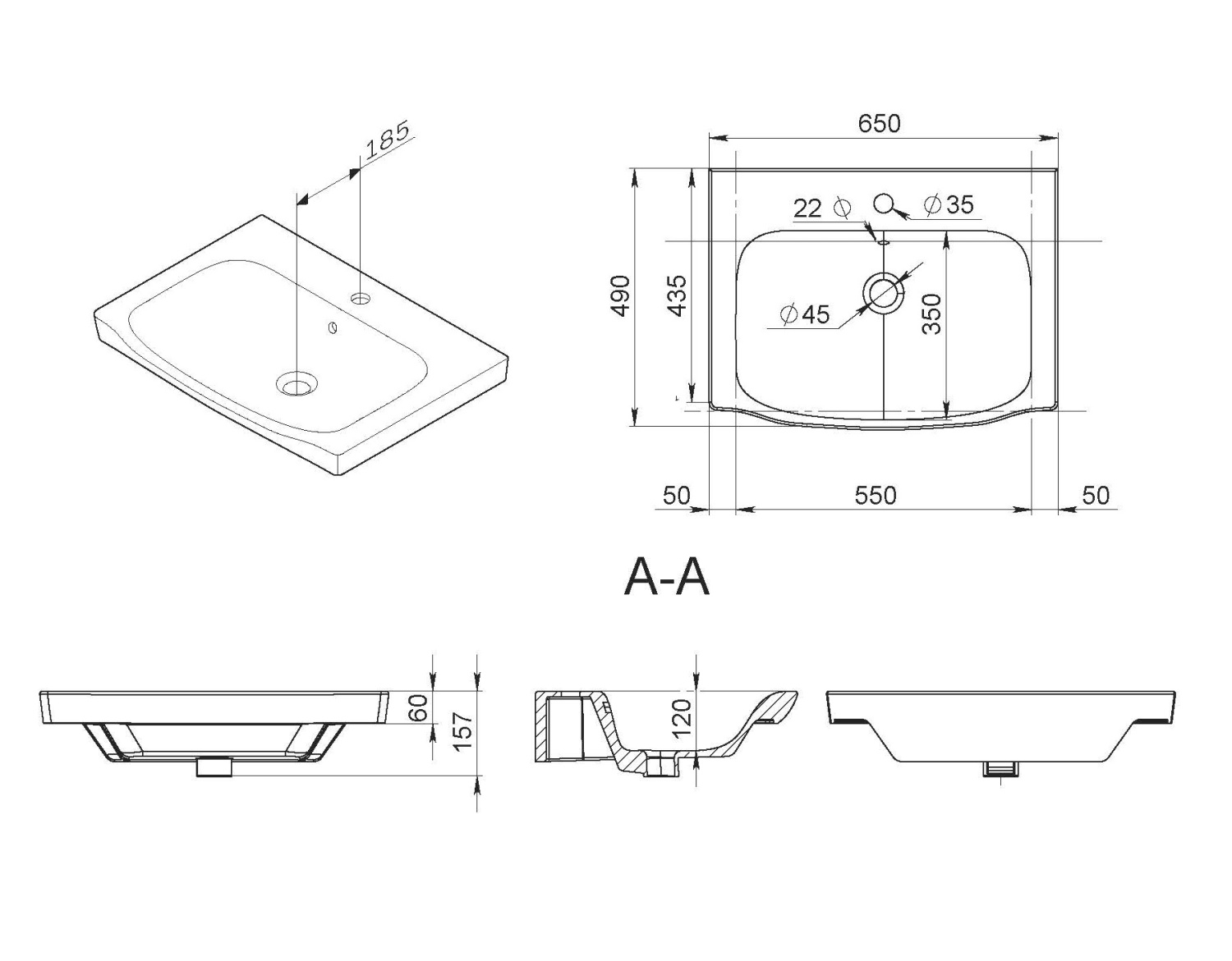 Am.Pm Like Раковина накладная 65х49 см, с переливом, 1 отв. под смеситель, цвет: белый глянцевый M80WCC0652WG