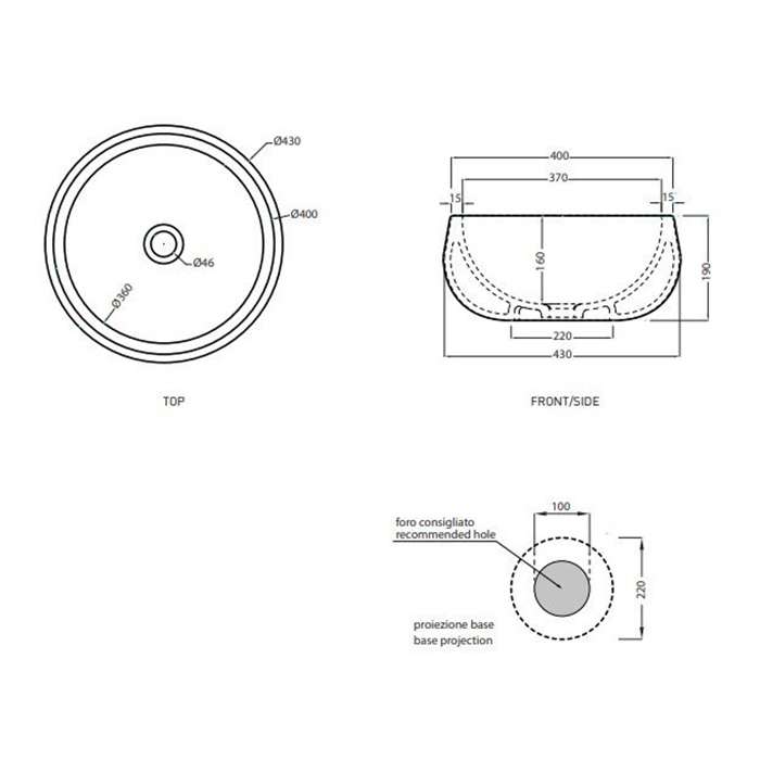Cielo Delfo Накладная раковина, цвет: Cemento BATOCM