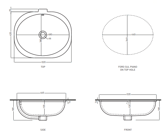 Cielo Enjoy Раковина встраиваемая 44,5х52хh18,5 см, овальная, цвет: глянцевый белый EJLASPO
