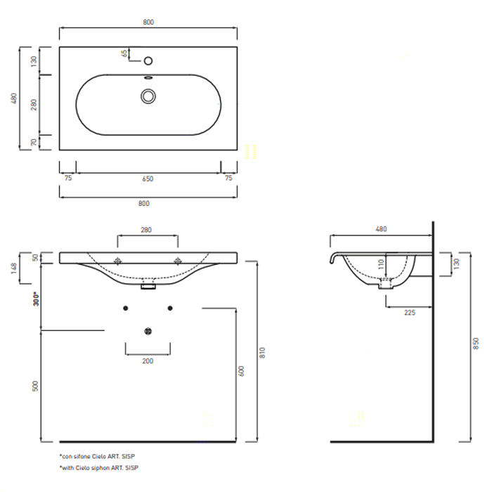 Cielo Fluid Раковина подвесная 80х48хh15 см, цвет: глянцевый белый FLLS80