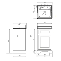 Burlington Classic Раковина подвесная 51х45 см с переливом, 3 отв. под смеситель, цвет: белый глянец B20 3TH