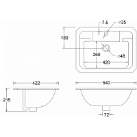 Burlington Classic Раковина встраиваемая сверху 54х42 см, с переливом, цвет: белый глянцевый B13 1TH