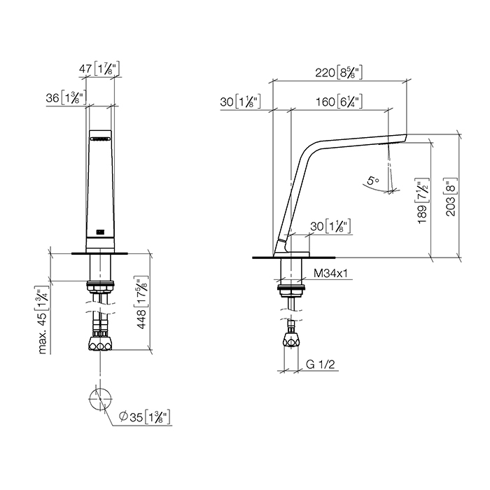 Dornbracht CL.1 Излив для раковины, на 1 отв., цвет: Dark Platinum matt ...