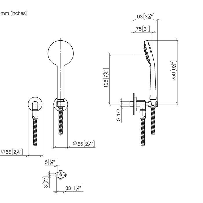 Dornbracht Tara Душевой гарнитур со шлангом, настенный, цвет: черный матовый 27803892-33