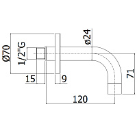 Paffoni Излив 12 см, настенный, цвет: Steel Looking ZBOC140ST