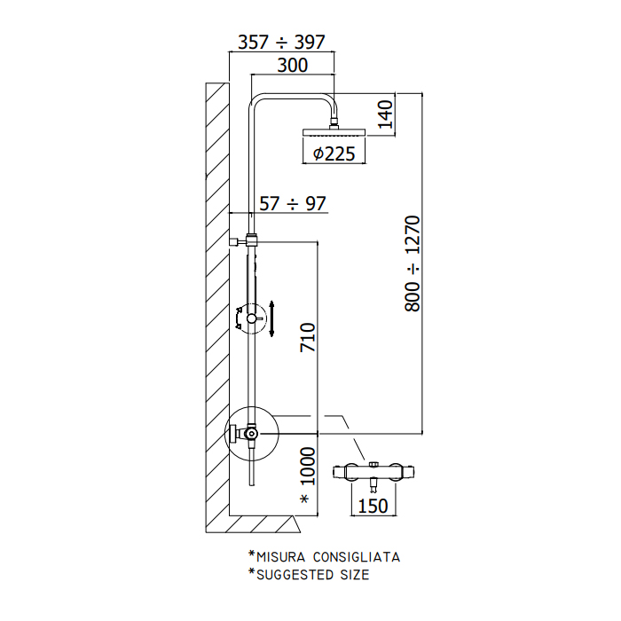 Paffoni Doccia Душевая стойка с верхним душем 22,5 см, цвет: белый матовый ZCOL638LIQBO