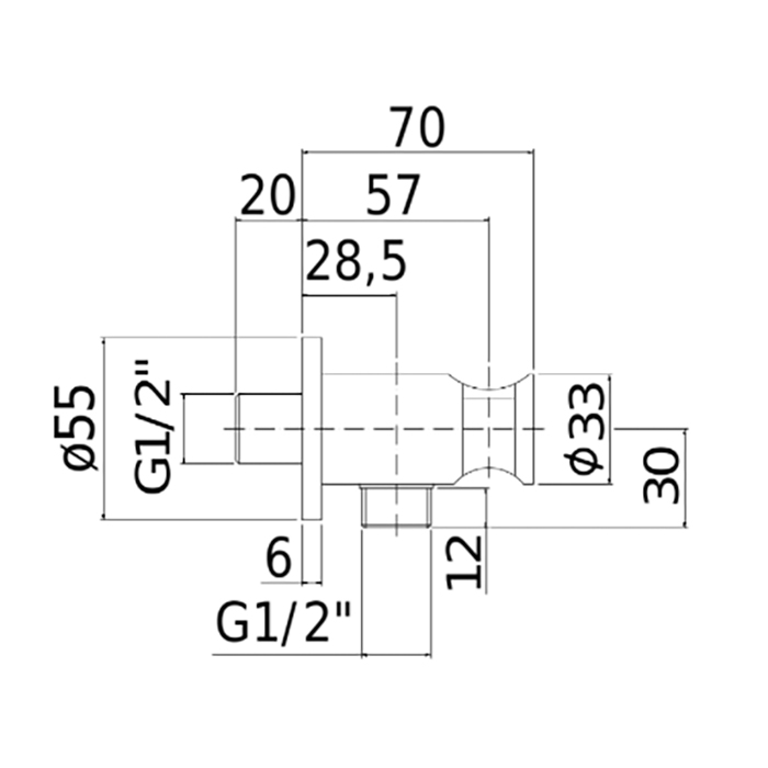 Paffoni Подключение воды, настенное, 1/2, цвет: хром ZSUP031CR