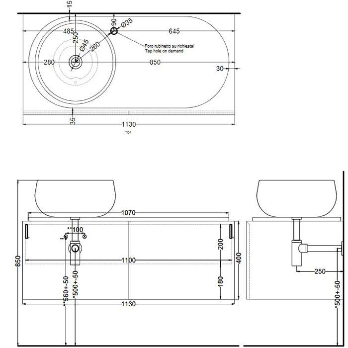 Cielo Delfo Тумба крашенная, с отверстиями, цвет: Talco DECLTL