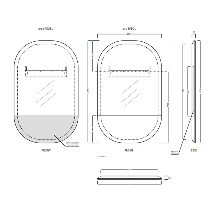 Cielo Eos Зеркало 107x67xh4 см, с LED подсветкой SPEOL