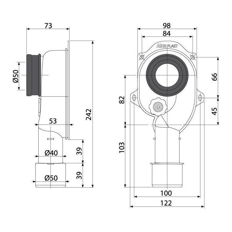 Alcaplast Cифон для писсуара вертикальный, цвет: белый A45C