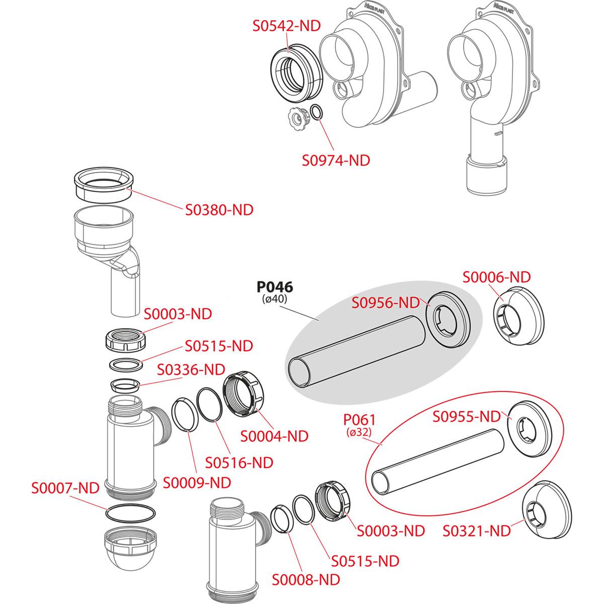 Alcaplast Cифон для писсуара вертикальный, цвет: белый A45C