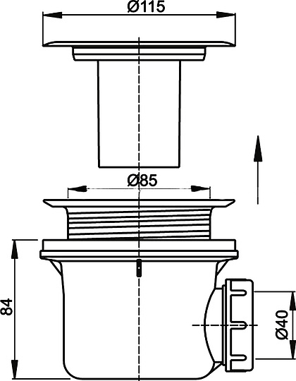 Alcaplast Cифон для душевого поддона с нержавеющей peшeткой, цвет: хром A48