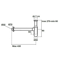 Kerasan Lux Сифон для раковины латунный 1" 1/4, цвет: Cromo 923590