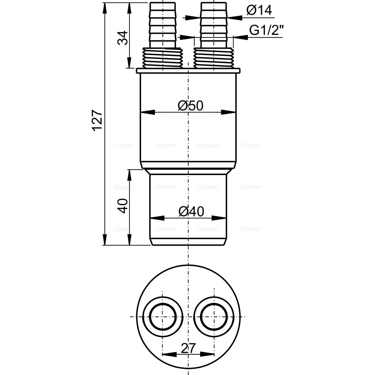 Alcaplast Переходная муфта HT 4/5xG1/2", цвет: белый AKS6
