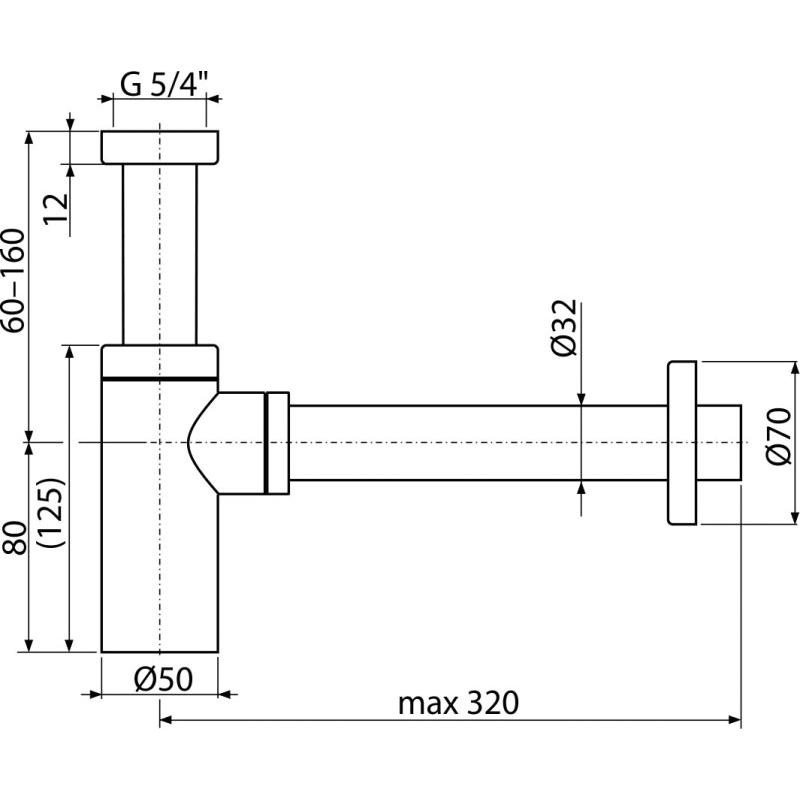 Alcaplast Сифон для умывальника DN32 design, круглый, цвет: белый A400B