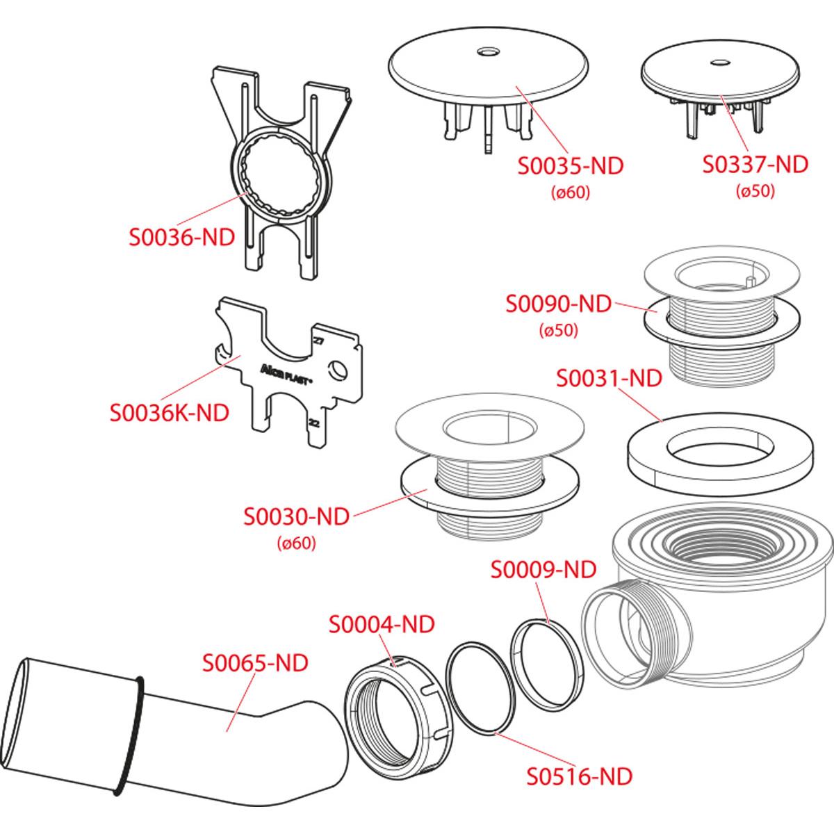 Alcaplast Выпускной комплект для душевого поддона заниженный, цвет: хром A471CR-60