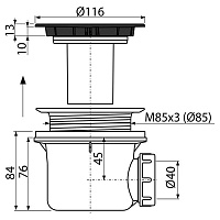 Alcaplast Сифон для душевого поддона, цвет: черный A49BLACK