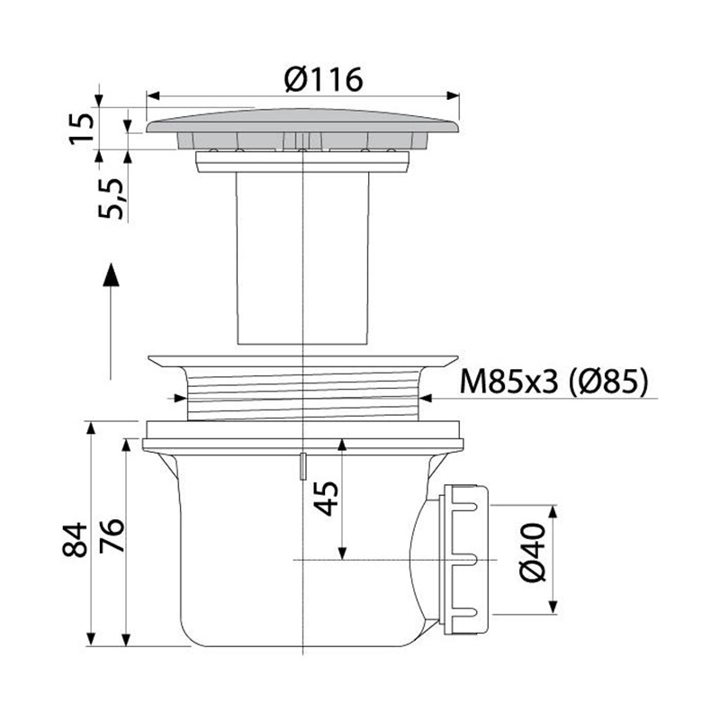 Alcaplast Сифон для душевого поддона, металл lux, цвет: бронза A49ANTIC