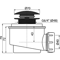 Alcaplast Сифон для душевого поддона click/clack, цвет: черный A465BLACK-50